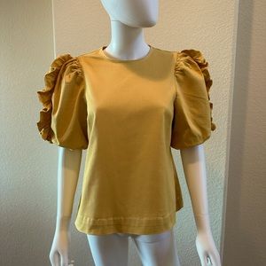 Ulla Johnson Mustard Puff Sleeve Top Size 6